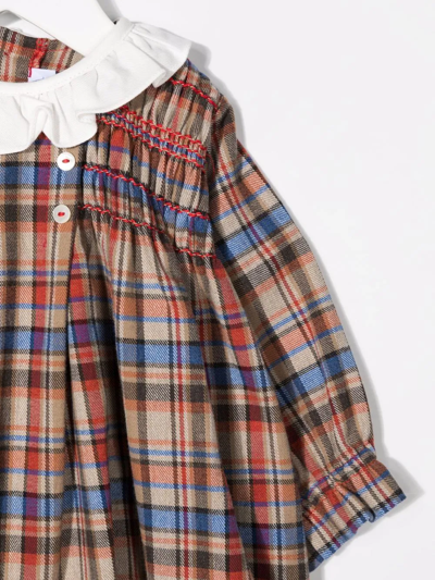 Siola Tartan-print Cotton Romper In Neutrals