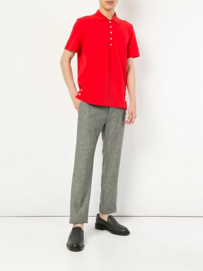 Shop Thom Browne Center-back Stripe Polo Shirt In Red