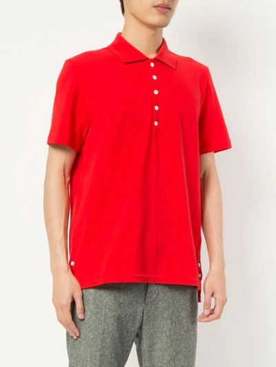 Shop Thom Browne Center-back Stripe Polo Shirt In Red