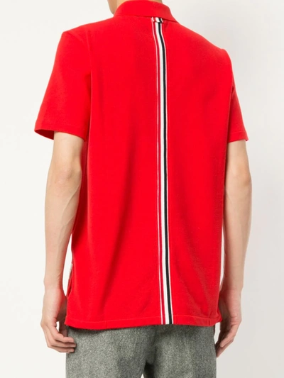 Shop Thom Browne Center-back Stripe Polo Shirt In Red