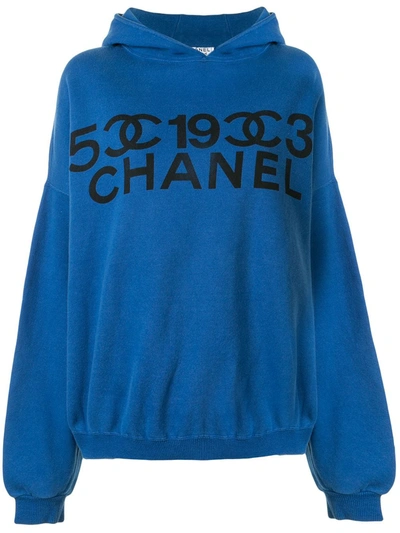 Pre-owned Chanel 1990s Logo Print Sweatshirt In Blue