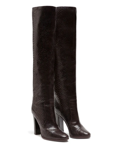 Shop Dolce & Gabbana Block-heel Knee Boots In Brown