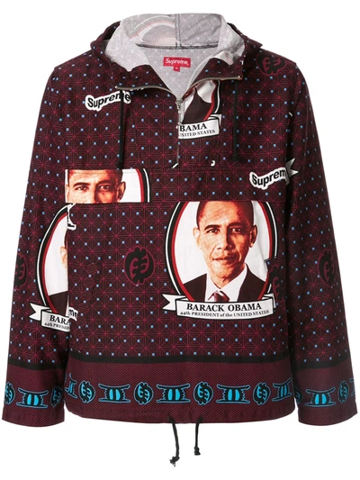 Shop Supreme Obama-print Hooded Jacket In Multicolour