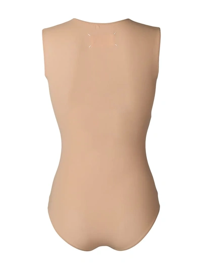 Shop Maison Margiela Sleeveless Jersey Bodysuit In Neutrals