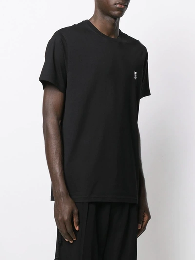 Shop Burberry Logo Embroidered T-shirt In Black