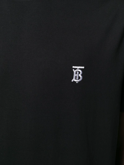 Shop Burberry Logo Embroidered T-shirt In Black