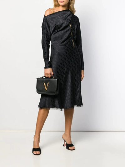 Shop Versace Logo Leaf Shoulder Bag In Black
