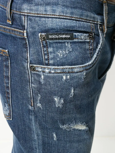 Shop Dolce & Gabbana Distressed Slim Jeans In Blue