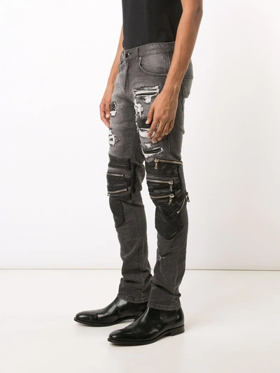 Shop God's Masterful Children Zipped Ripped Skinny Jeans In Black