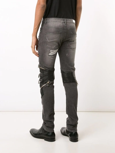 Shop God's Masterful Children Zipped Ripped Skinny Jeans In Black