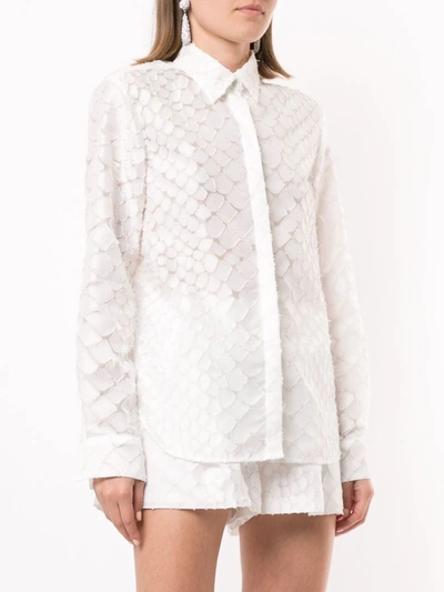 Shop Alex Perry Ashton Textured Long Sleeve Shirt In White