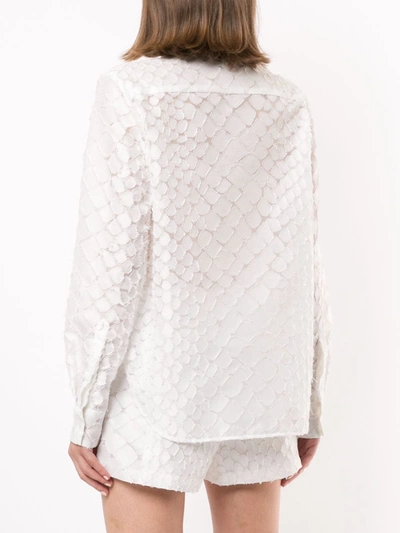 Alex Perry Ashton Textured Long Sleeve Shirt In White