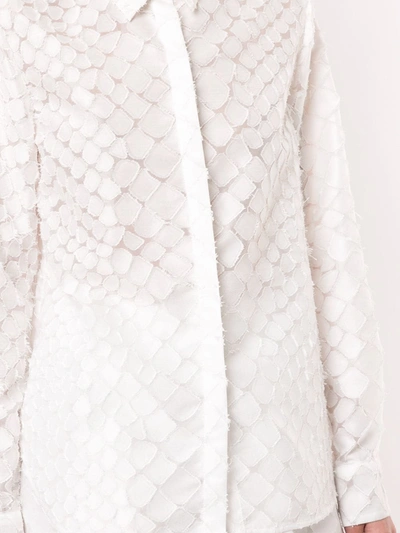 Alex Perry Ashton Textured Long Sleeve Shirt In White
