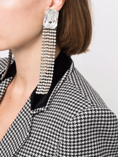 Shop Saint Laurent Rhinestone-embellished Drop Earrings In Silber