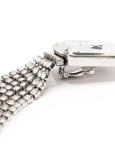 Saint Laurent Silver-tone Chunky Rhinestone Drop Earrings In Silber