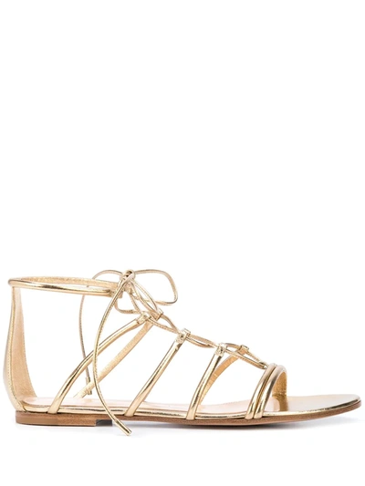 Shop Gianvito Rossi Lace-up Gladiator Sandals In Gold