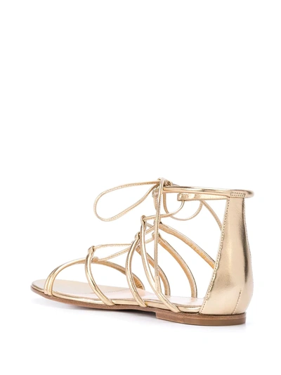 Shop Gianvito Rossi Lace-up Gladiator Sandals In Gold