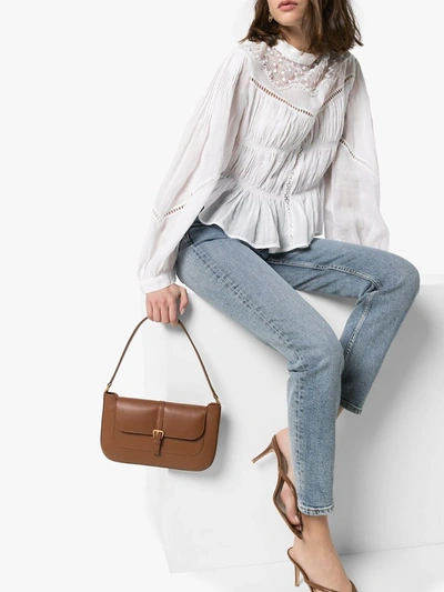 Shop Isabel Marant Ruched Bell Sleeve Blouse In White