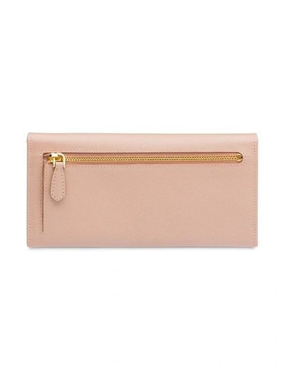 Shop Prada Logo-plaque Leather Wallet In Pink