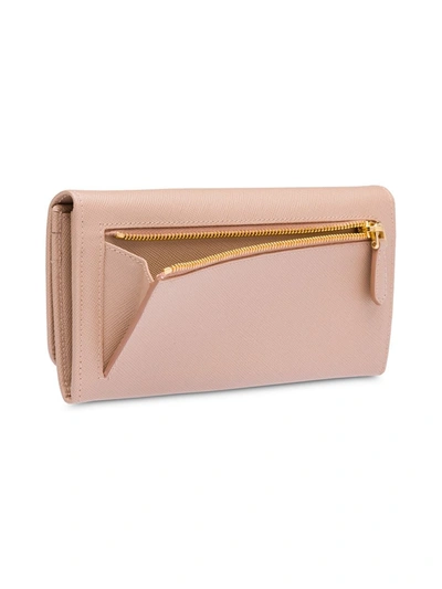 Shop Prada Logo-plaque Leather Wallet In Pink
