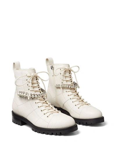 Shop Jimmy Choo Cruz Lace-up Leather Ankle Boots In White