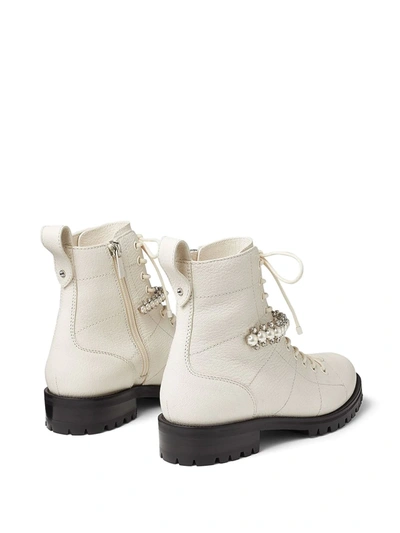 Shop Jimmy Choo Cruz Lace-up Leather Ankle Boots In White