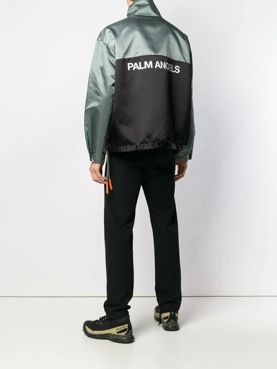 Shop Palm Angels Colour Block Rain Jacket In Green