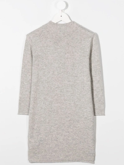 Shop Givenchy Logo Embroidered Knitted Dress In Grey