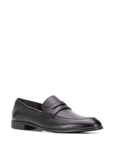 Shop Bally Webb Grained-effect Penny Loafers In Black