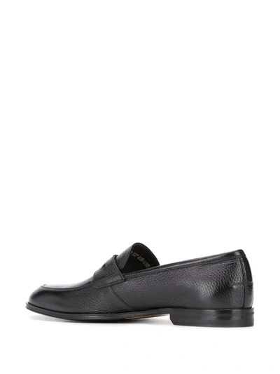 Shop Bally Webb Grained-effect Penny Loafers In Black