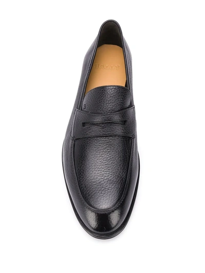 Shop Bally Webb Grained-effect Penny Loafers In Black