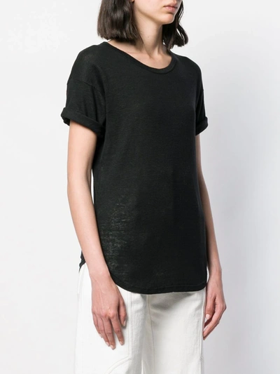 Shop Isabel Marant Étoile Slim-fit Linen T-shirt In Black