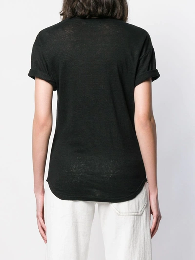 Shop Isabel Marant Étoile Slim-fit Linen T-shirt In Black