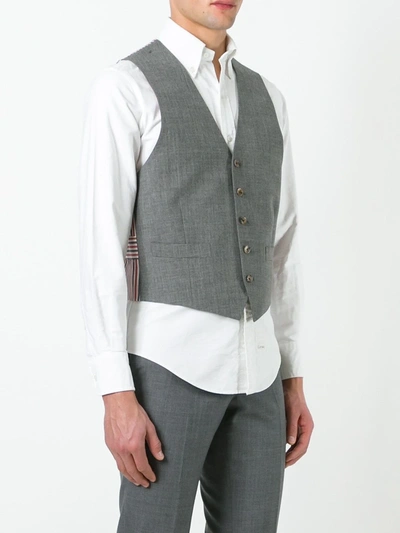 Shop Thom Browne Striped Lateral Waistcoat In Grey