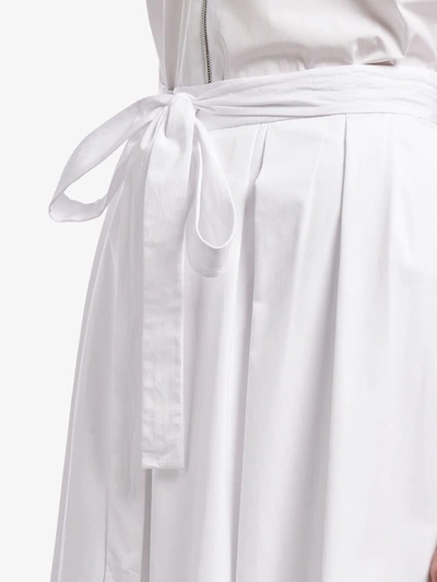 Shop Prada Pleated Poplin Midi Skirt In White