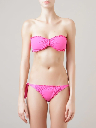 Shop Amir Slama Ruffled Trim Bikini Bottom In Pink