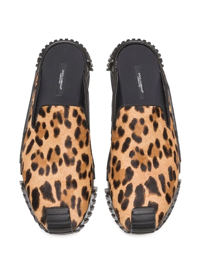 Shop Dolce & Gabbana Ns1 Leopard-print Slippers In Brown