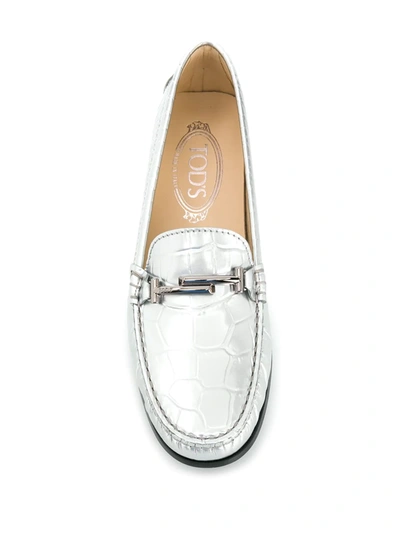 Shop Tod's City Gommino Driving Shoes In Silver