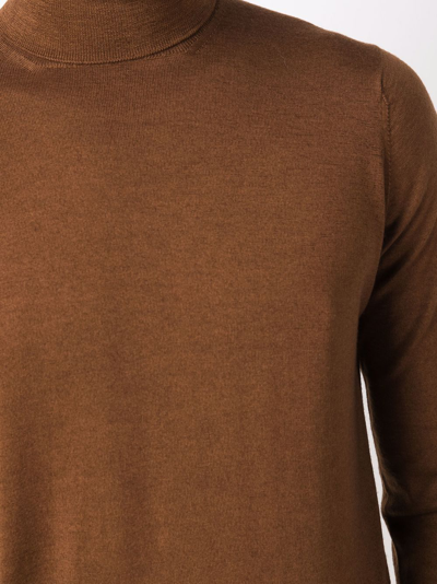 Shop Dell'oglio Roll-neck Merino Wool Jumper In Brown