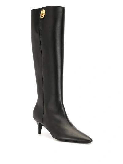 Tom Ford Croc-effect Leather Knee-high Boots In Black