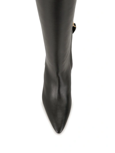Tom Ford Croc-effect Leather Knee-high Boots In Black