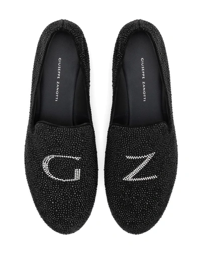 Shop Giuseppe Zanotti Crystal-embellished Loafers In Black