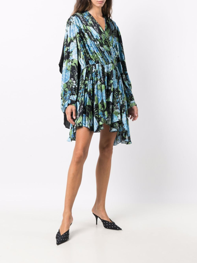 Shop Balenciaga Floral-print Wrap Dress In Schwarz