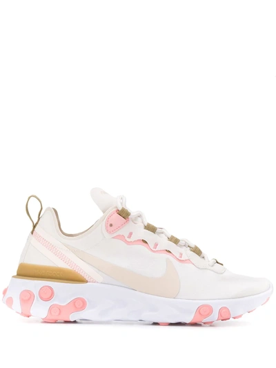 Nike React Element 55 Neoprene, Faux Leather And Mesh Sneakers In Neutrals