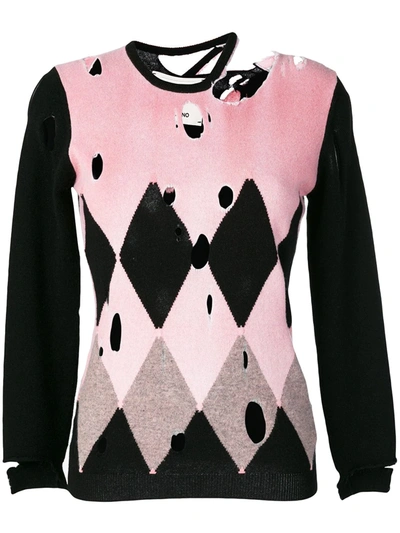 Shop Ballantyne Distressed Diamond Sweater In Multicolour