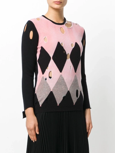 Shop Ballantyne Distressed Diamond Sweater In Multicolour