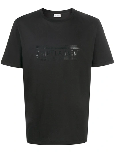 Shop Saint Laurent Logo-print Cotton T-shirt In Black