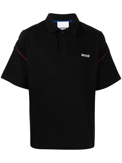 Shop Koché Logo Embroidered Polo Shirt In Black