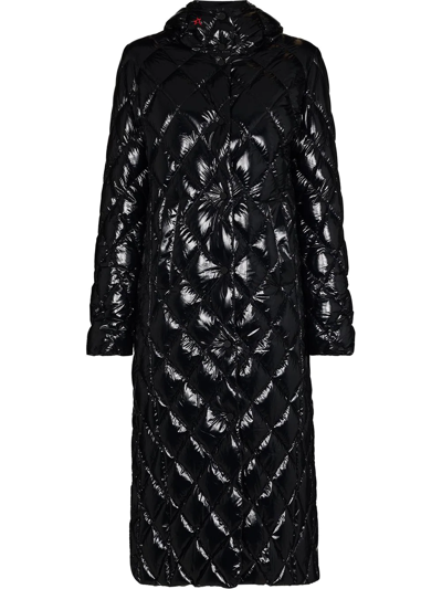 Shop Perfect Moment Duvet Diamond-quilting Coat In Black