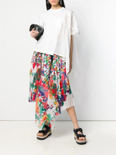 Shop Sacai Asymmetric Pleated Skirt In White